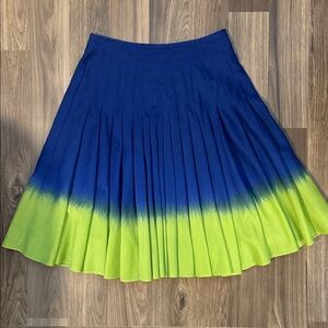Moschino Cotton Silk Soft Blue Chartreuse Zip Cheap and Chic Midi Skirt 8